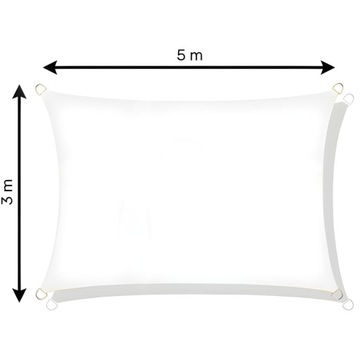 БОЛЬШОЙ СОЛНЕЧНЫЙ ПАРУС ДЛЯ САДА ВОДОНЕПРОНИЦАЕМЫЙ 3x5м СЕРЫЙ ПРОЧНЫЙ ТЕНТ