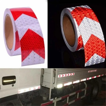СВЕТООТРАЖАЮЩАЯ ЛЕНТА САМОКЛЕЙКАЯ НАКЛЕЙКА ИЗ ФОЛЬГИ БЕЛАЯ КРАСНАЯ СТРЕЛКИ 5 СМ