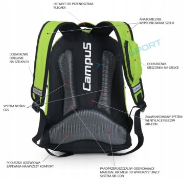 УДОБНЫЙ ШКОЛЬНЫЙ РЮКЗАК CAMPUS KOOL 20L ЧЕРНЫЙ
