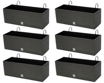 Балконный горшок из ротанга + полив 50х19см