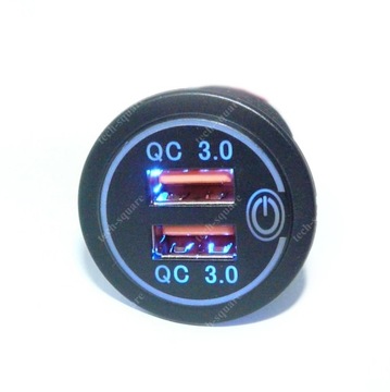 Gniazdo montażowe USB Quick Charge x2 36W 12-24V