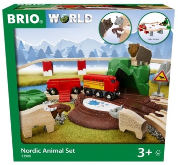 BRIO WORLD DREWNIANA KOLEJKA NORDIC ZIERZĘTA ŁOŚ NIEDŹWIEDŹ DZIK + AKC