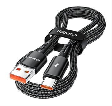 Kabel 1 metr czarny Essager USB A do USB-C 6A SZYBKIE ŁADOWANIE 120W 6A 1M