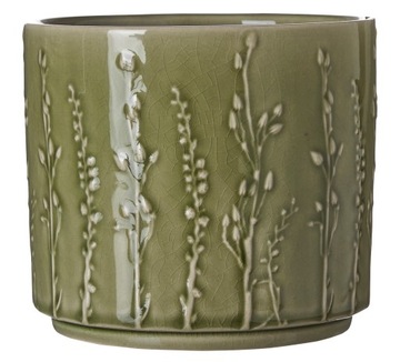 DONICZKA CERAMICZNA ZIELONA 13x14 OSŁONKA KWIATY