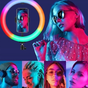 МОЩНАЯ КОЛЬЦЕВАЯ ЛАМПА ДЛЯ СЕЛФИ LED RGB RGB ШТАТИВ + НАБОР ПУЛЬТА USB USB