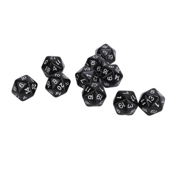10 шт. НАБОР МНОГОСТОРОННИХ КОСТИКОВ ПЛАСТИКОВЫЕ ЛЕГКИЕ 20-СТОРОННИЕ КОСТИ