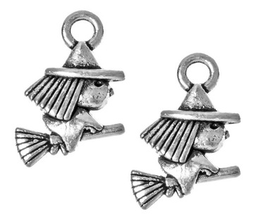 ZAWIESZKI CHARMS BABA JAGA HALLOWEEN 10szt 13mm