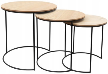 Druciany stolik kawowy Loft - Zestaw 2szt metalowy
