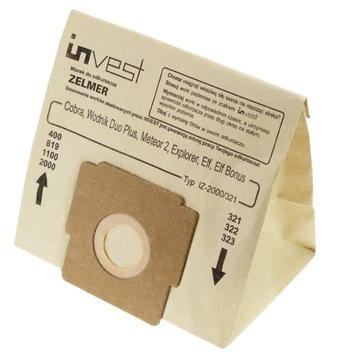 10 мешков для пылесоса ZELMER ELF ELF 2 ELF 3 BONUS METEOR 2 ODYSSEY COBRA