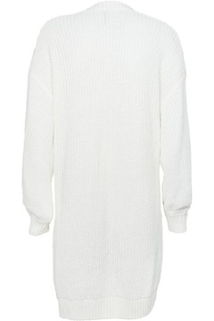 H&M Modny Kobiecy Biały Sweter Długa Luźna Narzuta Bawełna Kieszenie XXL 44