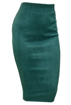 XS TUBA ZAMSZ BUTELKOWA zieleń spódnica midi fit