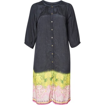 ROZPINANA CZARNA SUKIENKA/ TUNIKA WZÓR WISKOZA ADIA PLUS SIZE A144 52