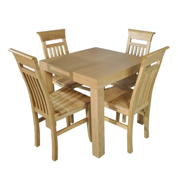 ZESTAW STÓŁ KWADRAT DĘBOWY 80X80/120 + 4 KRZESŁA DĄB SALON JADALNIA