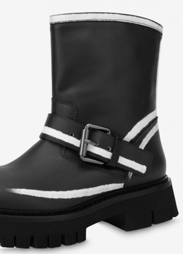 Moschino Calfskin Biker Ankle Boots Botki r.40