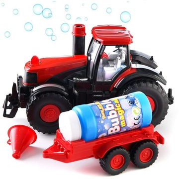 DUŻY TRAKTOR z Przyczepą puszczający BAŃKI MYDLANE