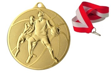 MEDAL ZŁOTY KOSZYKÓWKA 50MM +WSTĄŻKA NOWOŚĆ