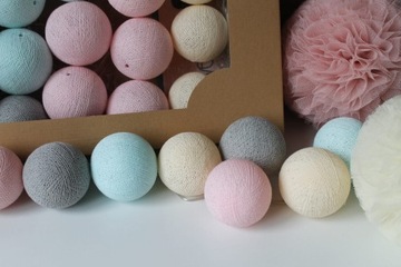Zestaw lampek Cotton Balls Delikatne 20 kul