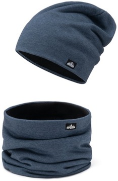 Komplet męski na POLARZE czapka + komin Jeansowy