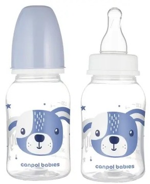 CANPOL LEKKA WĄSKA BUTELKA DO MLEKA 120ml 0m+ CUTE ANIMALS Piesek