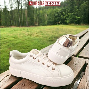 sneakersy Damskie Big Star buty na Platformie beżowe trampki NN274210 39