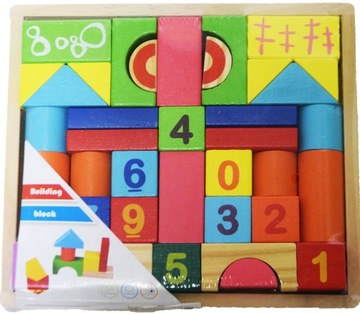 DREWNIANE KLOCKI DLA DZIECI 40 EL.