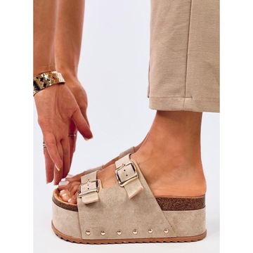 Пробковые шлепанцы на платформе GALZAI KHAKI 37