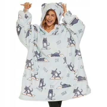 CIEPŁA BLUZA KOC OVERSIZE FUTRZAK 2W1 GRUBA XXL