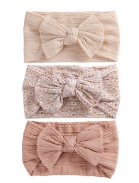 ZESTAW 3 SZEROKICH OPASEK DLA DZIEWCZYNKI KOKARDA OPASKI NIEMOWLĘCE