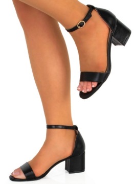 8046 ЧЕРНЫЕ КОЖАНЫЕ САНДАЛИИ НА КАБЛУКЕ 39