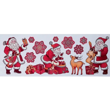 NAKLEJKI NA OKNO ŚWIĄTECZNE Ozdoba Mikołaj Renifer