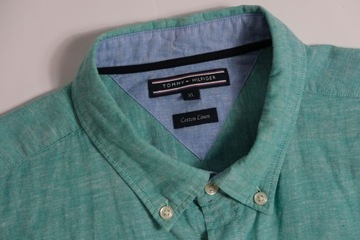 TOMMY HILFIGER__COTTON LINEN__MODNA KOSZULA LEN__XL