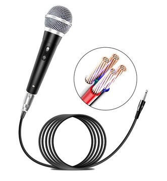 MIKROFON DYNAMICZNY PRZEWODOWY KARAOKE ESTRADOWY METALOWY DLA DJ KABEL 3m