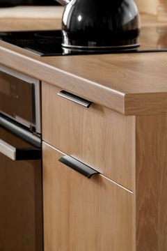 Meble kuchenne NOVO 200 cm zestaw szafek kuchennych kaszmir mat/dąb hickora