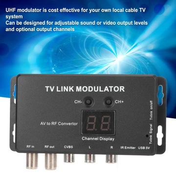 Modulator UHF 471,25-885,25MHz z obsługą PAL NTSC i przedłużaczem IR