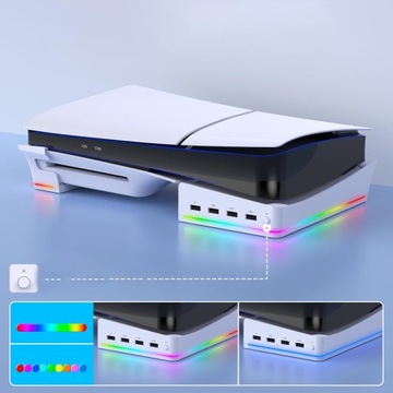 ТОНКАЯ ГОРИЗОНТАЛЬНАЯ КОНСОЛЬНАЯ ПОДСТАВКА RGB PLAYSTATION 5 с 4 портами USB
