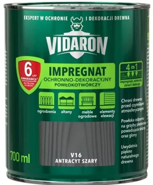 VIDARON IMPREGNAT OCHRONNY ANTRACYT SZARY V16 0,7L