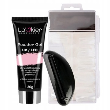 AKRYLOŻEL budujący La'kier 30ml + FORMY WYCISKARKA