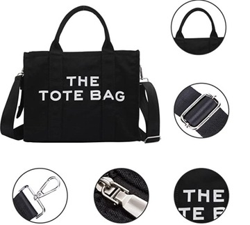 СУМКА-ТОУТ, МАЛЕНЬКАЯ ТКАНЬ, ЧЕРНАЯ ПОЛОСКА