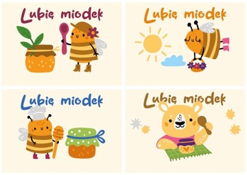 24 sztuki naklejki LUBIĘ MIODEK