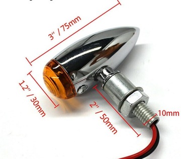 2x указателя поворота, хромированная пуля, ретро, ​​12 В, универсальная