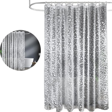 Zasłona Prysznicowa 100% EVA 180x200cm z Magnesami i Wodoszczelnym Wzorem