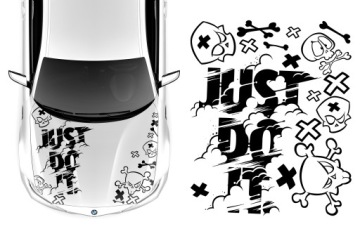 Nalepka Grafika na auto Masku Motiv Just Do It Lebka Kosti 92x112