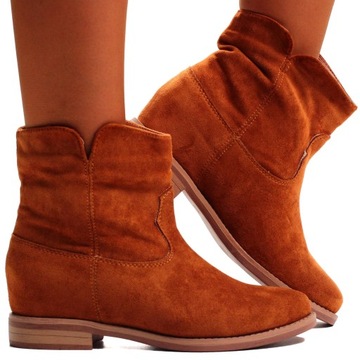 BOTKI DAMSKIE ZAMSZOWE BUTY LEKKIE
