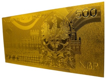 Позолоченная коллекционная банкнота 500 ZŁOTYCH SOBIESKI, золотая версия, УНИКАЛЬНАЯ