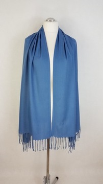 121 Elegancki SZAL NIEBIESKI DŻINSOWY CASHMERE