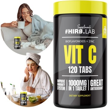 Witamina C 1000mg KWAS L-ASKORBINOWY ODPORNOŚĆ CYNK HESPERYDYNA 120t HIRO