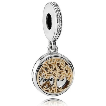 Charms srebro rodowane pr. 925 Drzewko Szczęścia złote srebro Prezent
