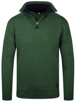 MODNY SWETER MĘSKI GOLF PÓŁZAMEK ZIELONY - XL