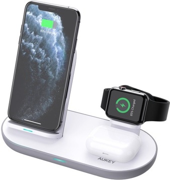 AUKEY LC-A3 ładowarka indukcyjna 3w1 iPhone Samsujng Huawei Airpods 10W