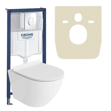 Zestaw WC Stelaż GROHE Solido+ Miska Bezrantowa LAVITA +przycisk chrom+mata